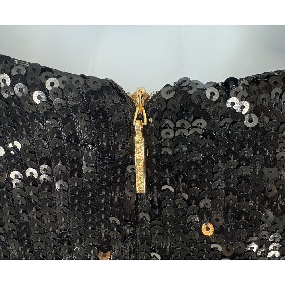 Tory Burch Black Sequin Long Sleeve Top Sparkly Party Evening Blouse - Picture 2 of 6